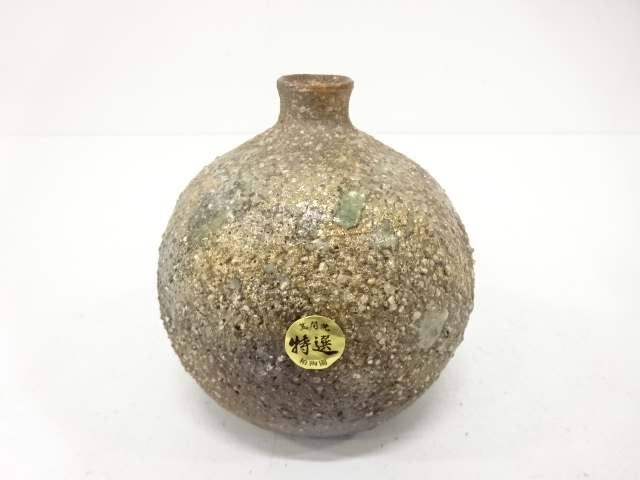 JAPANESE TEA CEREMONY / KASAMA WARE HANAIRE FLOWER VASE / ARTISAN WORK